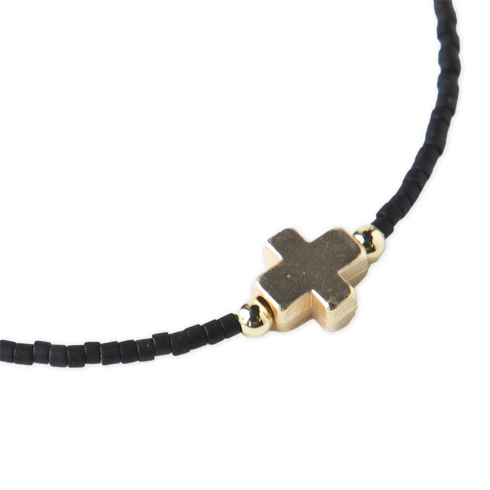 Faithful Cross Bangle-Black, Cross Bracelet | Christian