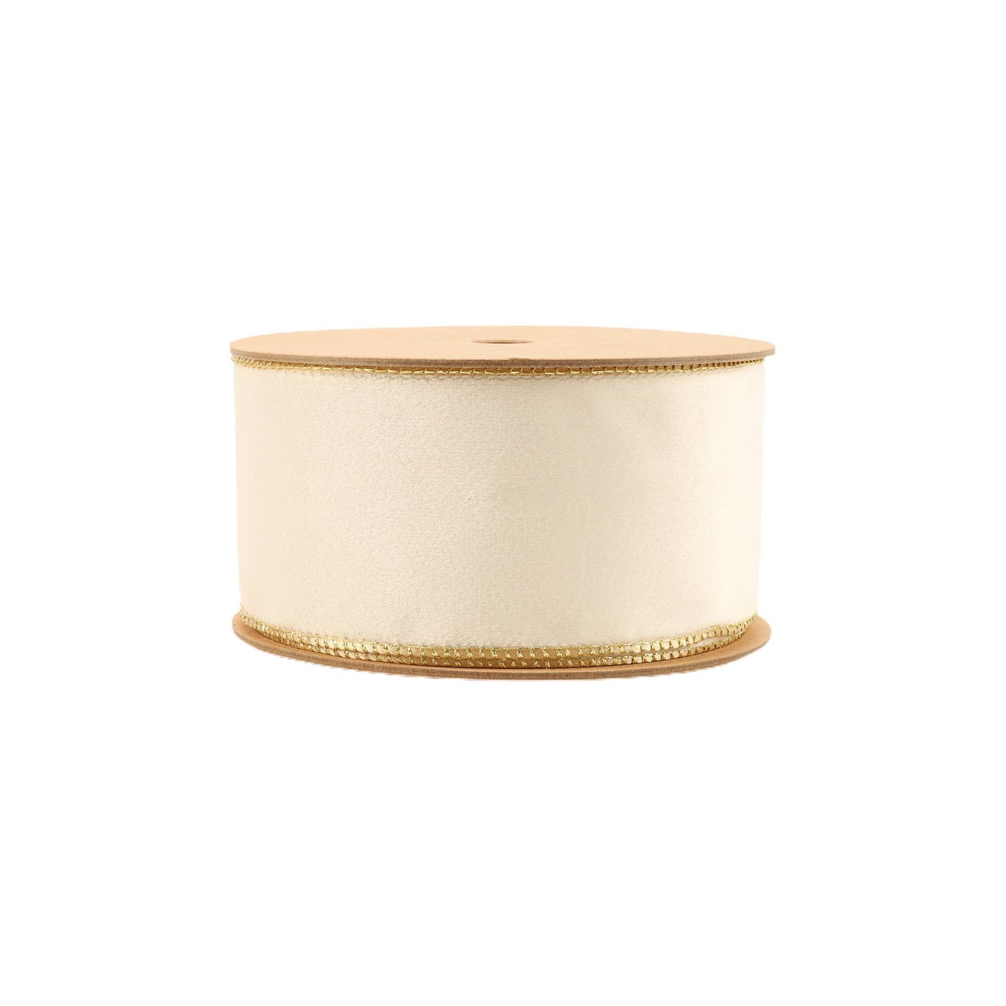 2 1/2" Reversible Classic Velvet Wired Ribbon | Ivory/Gold | 10 Yard Roll