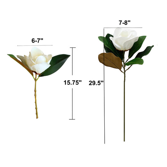 Realistic 6-8"Large bloom Magnolia Flower with Leaves