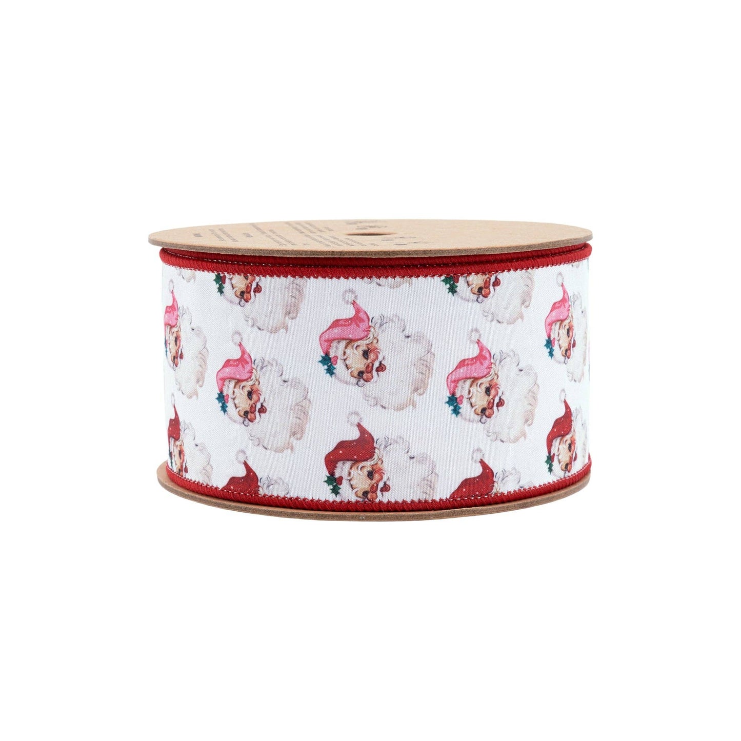 Reversible Dupioni Santa Face Wired Ribbon 10yd