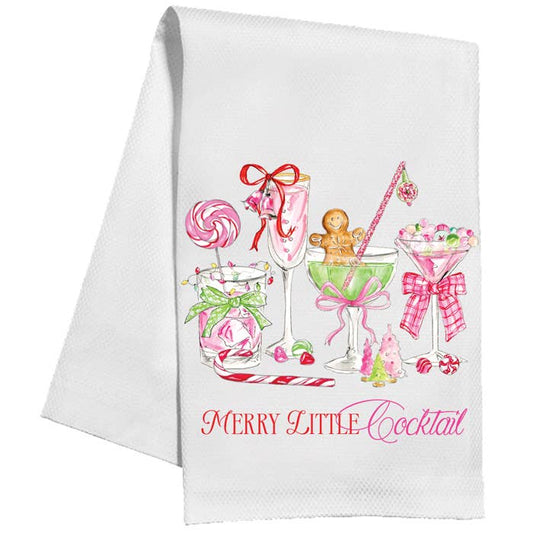 Merry Little Cocktail Pink Christmas Candy Kitchen Towel
