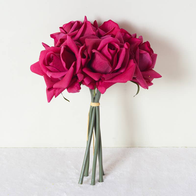10''T Real Touch Rose Bouquet, Blooming Spring Rose, 5 Stems
