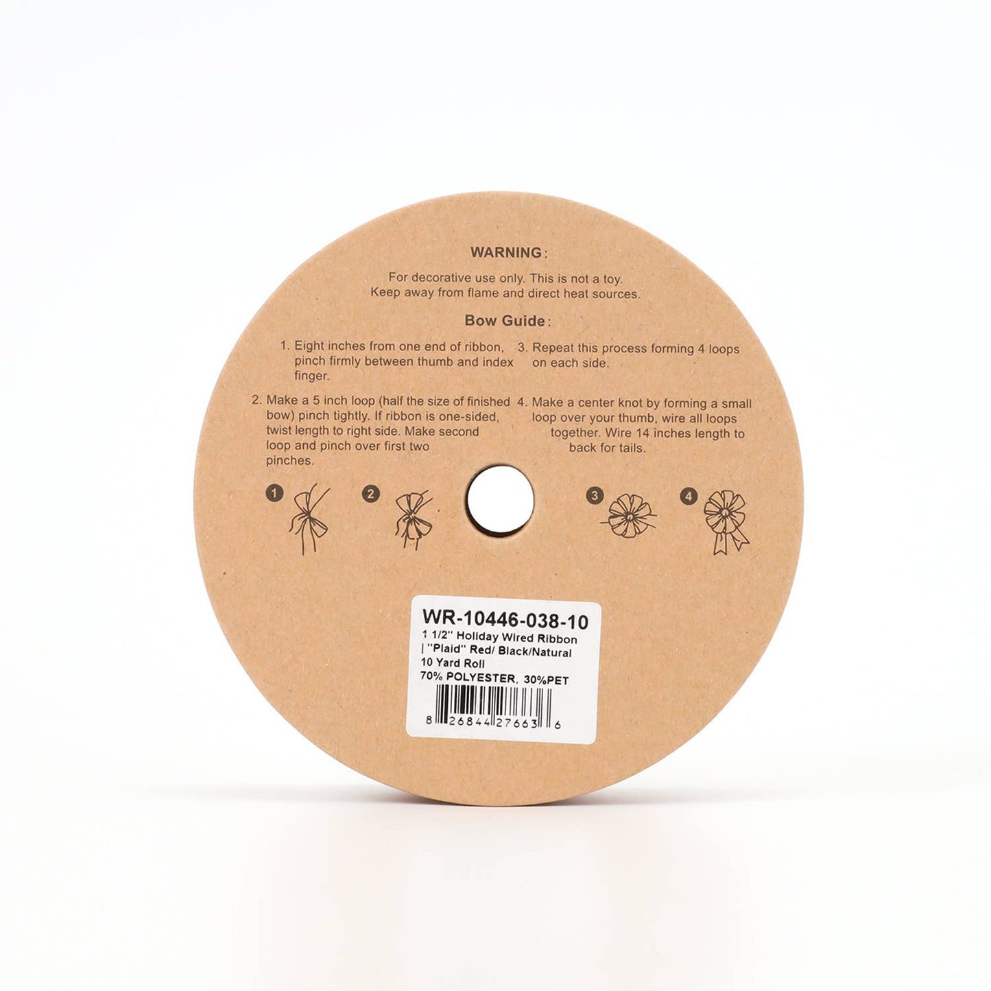 1 1/2" Holiday Wired Ribbon | "Plaid" Red/Black/Gold