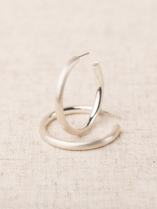 Heather Silver Brushed Earrings