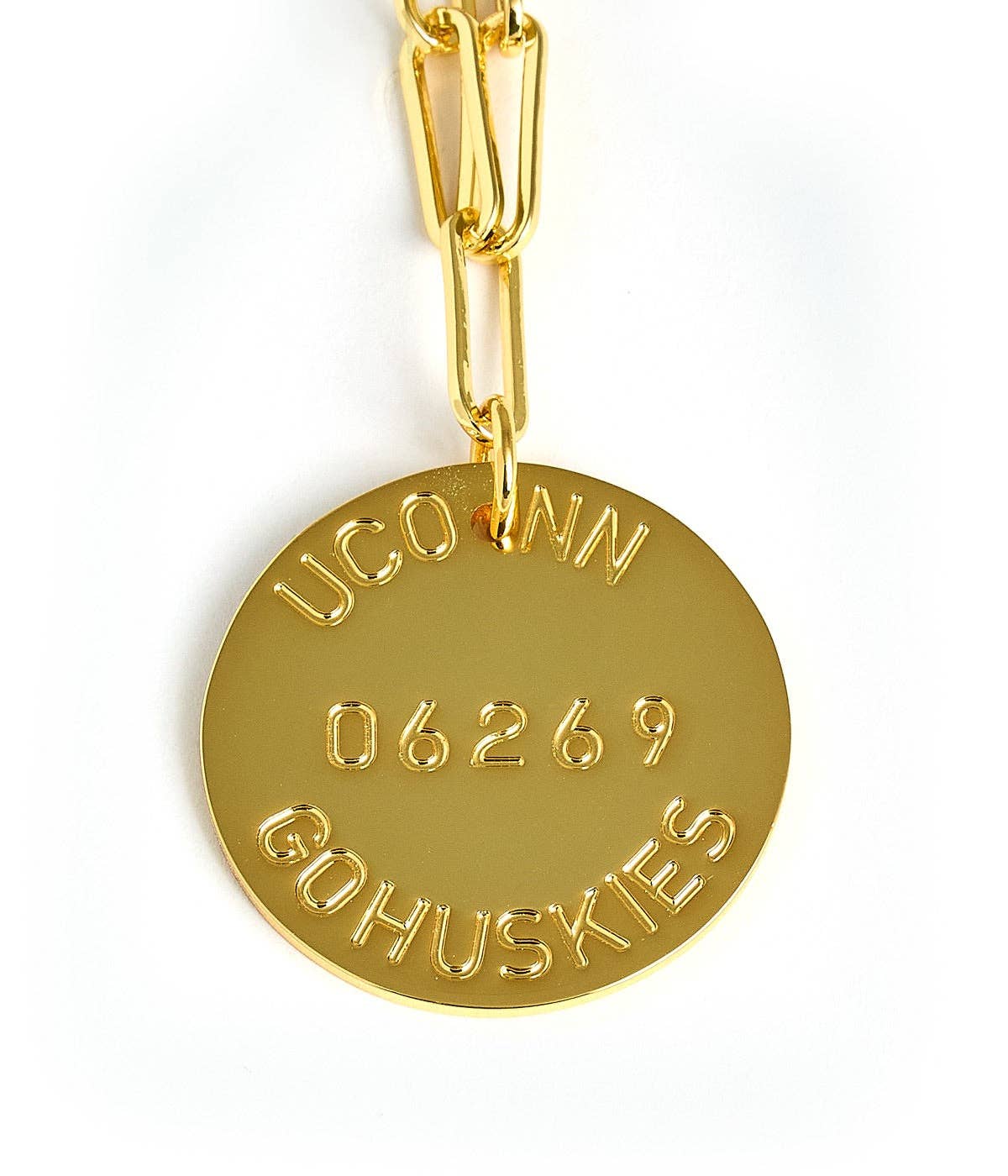 College Tag Charm Necklace - 18k Gold Plated Paper Clip Chain