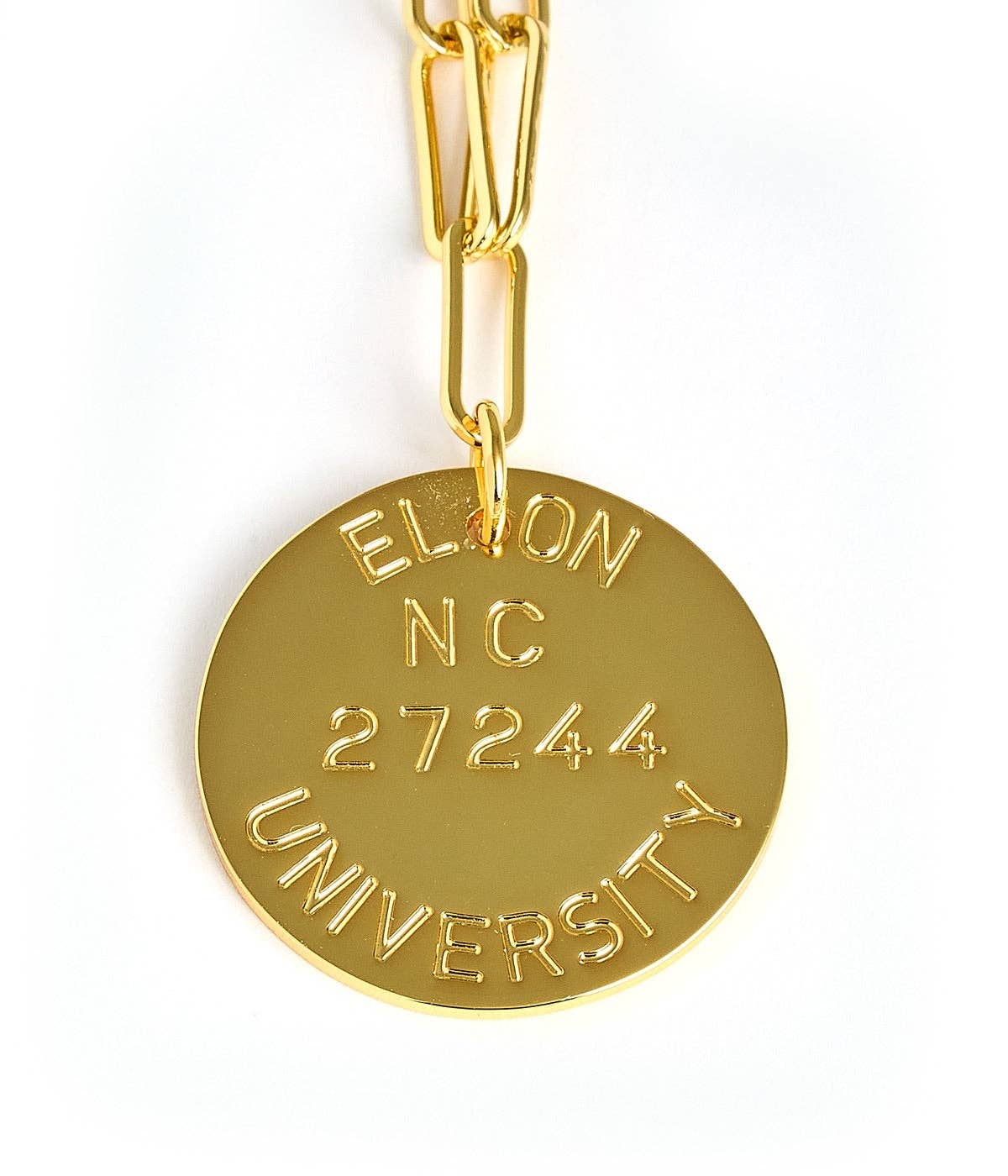 College Tag Charm Necklace - 18k Gold Plated Paper Clip Chain