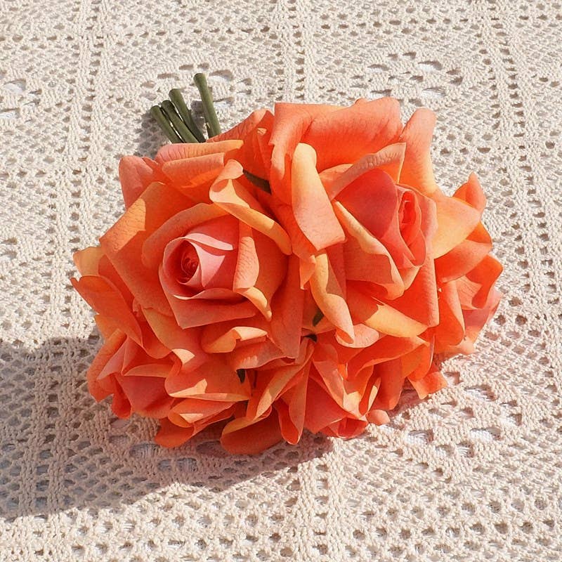 10''T Real Touch Rose Bouquet, Blooming Spring Rose, 5 Stems