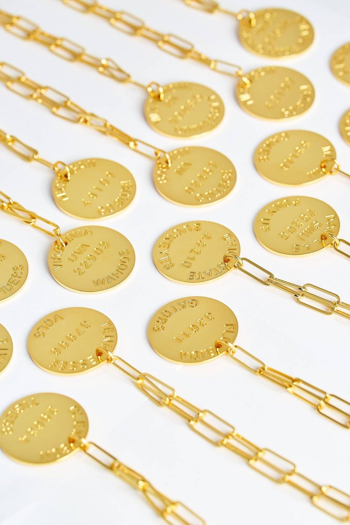 College Tag Charm Necklace - 18k Gold Plated Paper Clip Chain