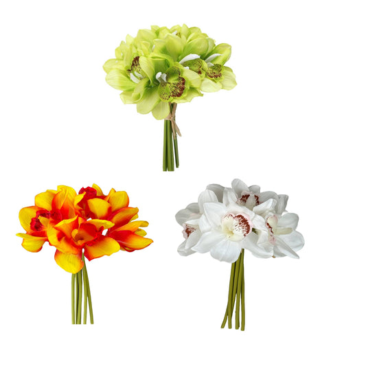 Pack of 6 Stems-Real Touch Faux Cymbidium Orchid Bundle