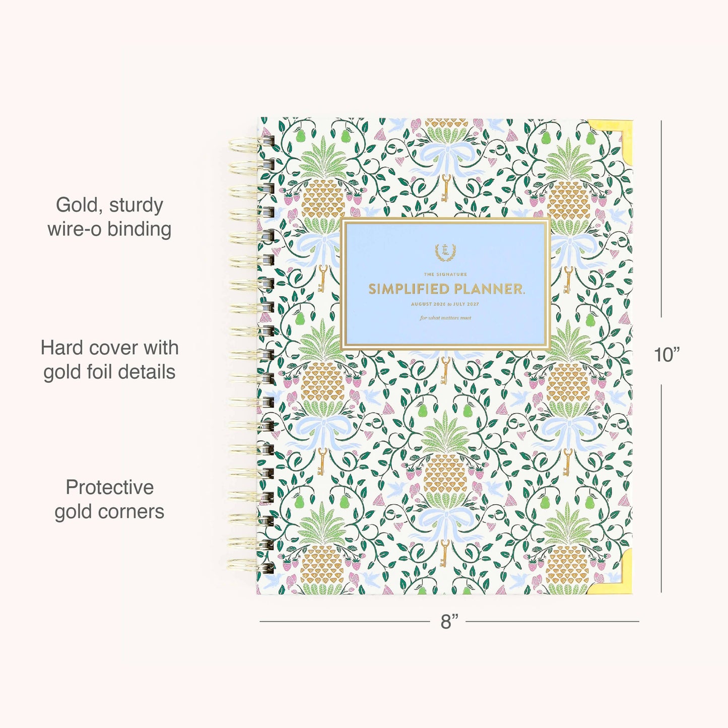 2026-2027 Spiral Weekly Simplified Planner - Pineapple Charm
