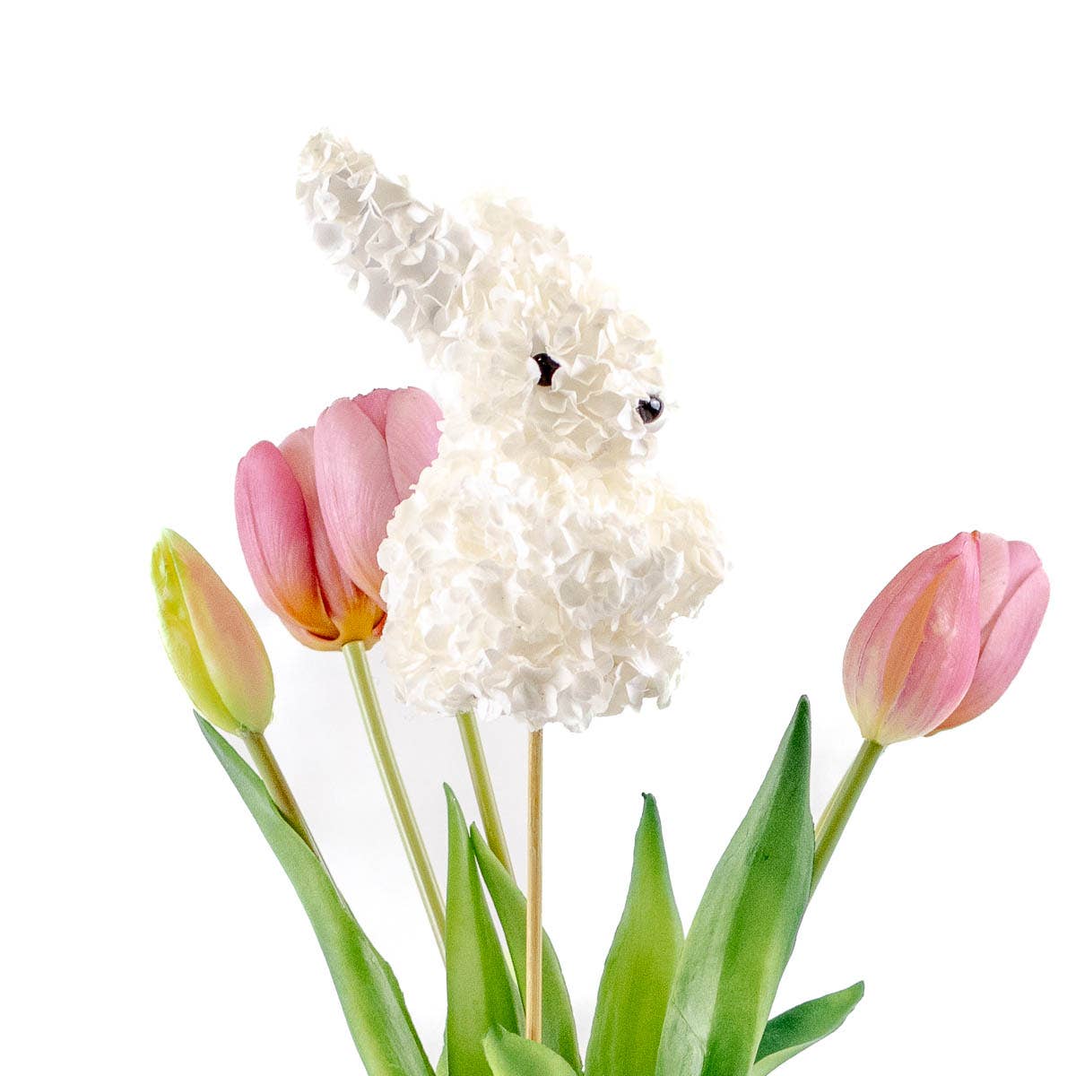 Hydrangea Bunny Pick White 2.25x13.75x3.5