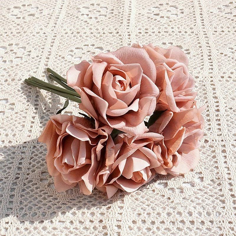 10''T Real Touch Rose Bouquet, Blooming Spring Rose, 5 Stems