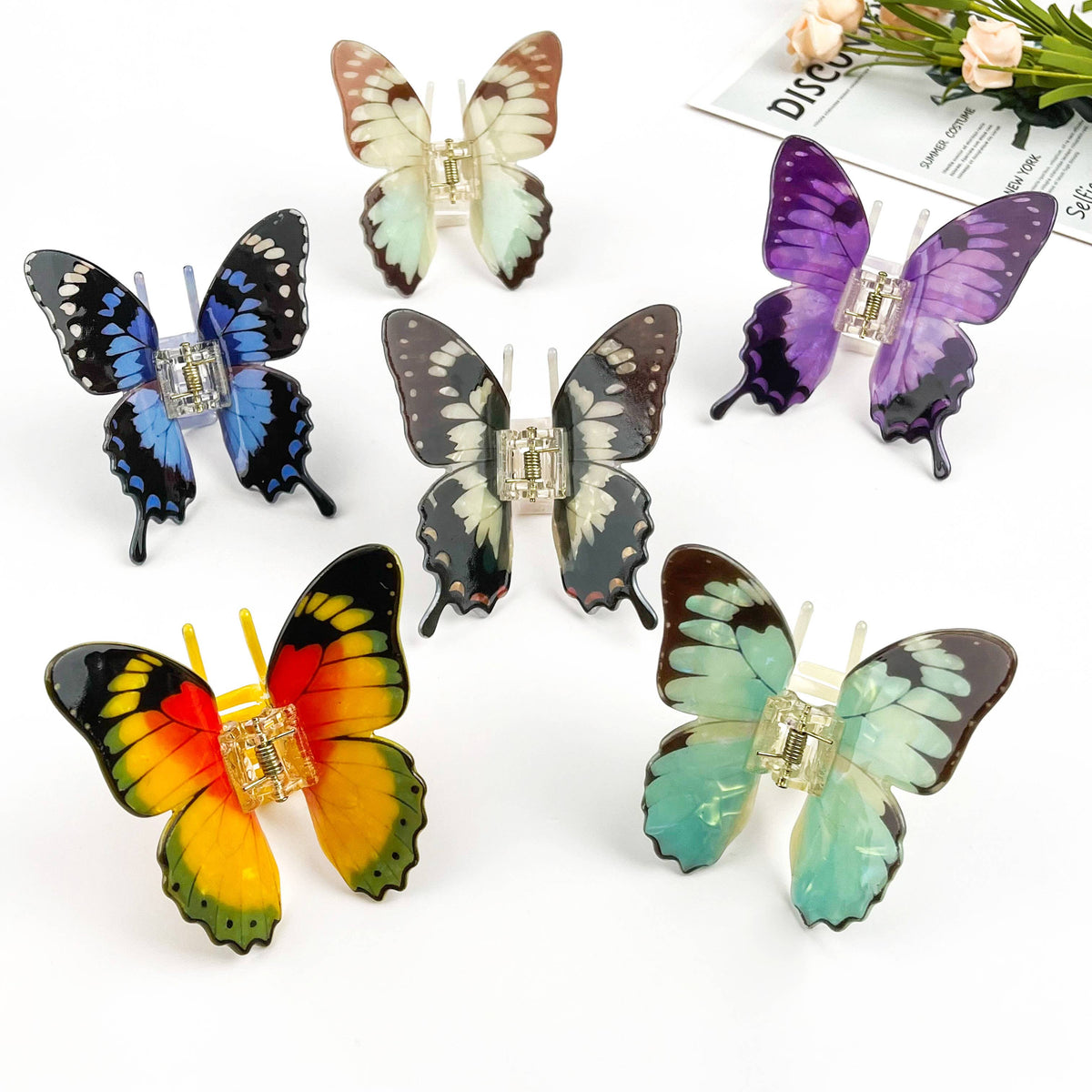 Vibrant Printed Butterfly Hair Claw Clip