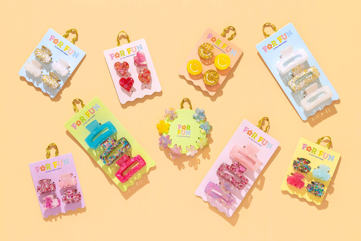 FOR FUN - Claw Hair Clip Set - Mini - Asst Flowers - 8 Pcs