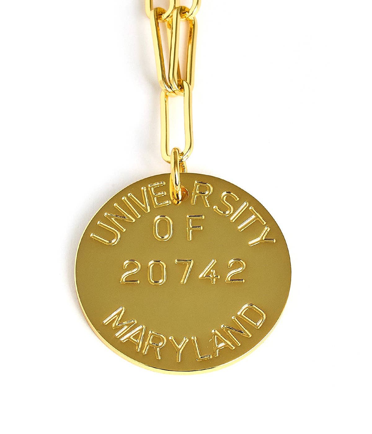 College Tag Charm Necklace - 18k Gold Plated Paper Clip Chain