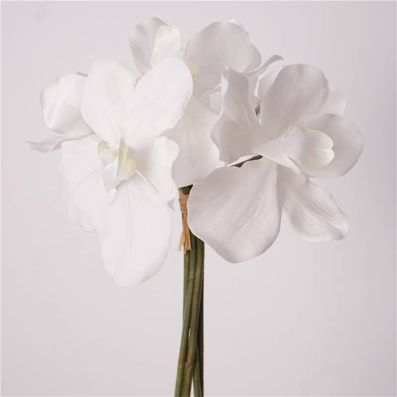 10''T Faux Real Touch Vanda Orchid Flower Bunch, 5 Stems