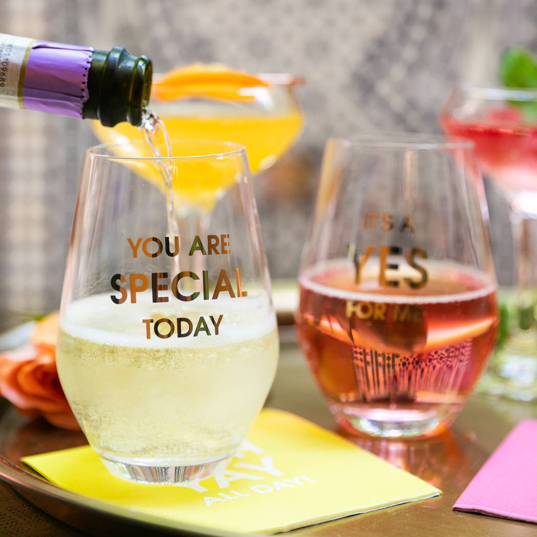 You Are Special Today - Gold Foil Stemless Wine Glass