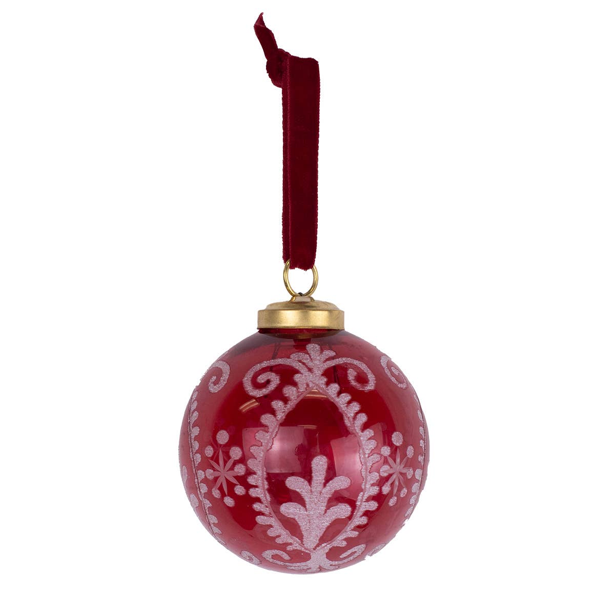 Frascati Glass Ornament Red/White 3"