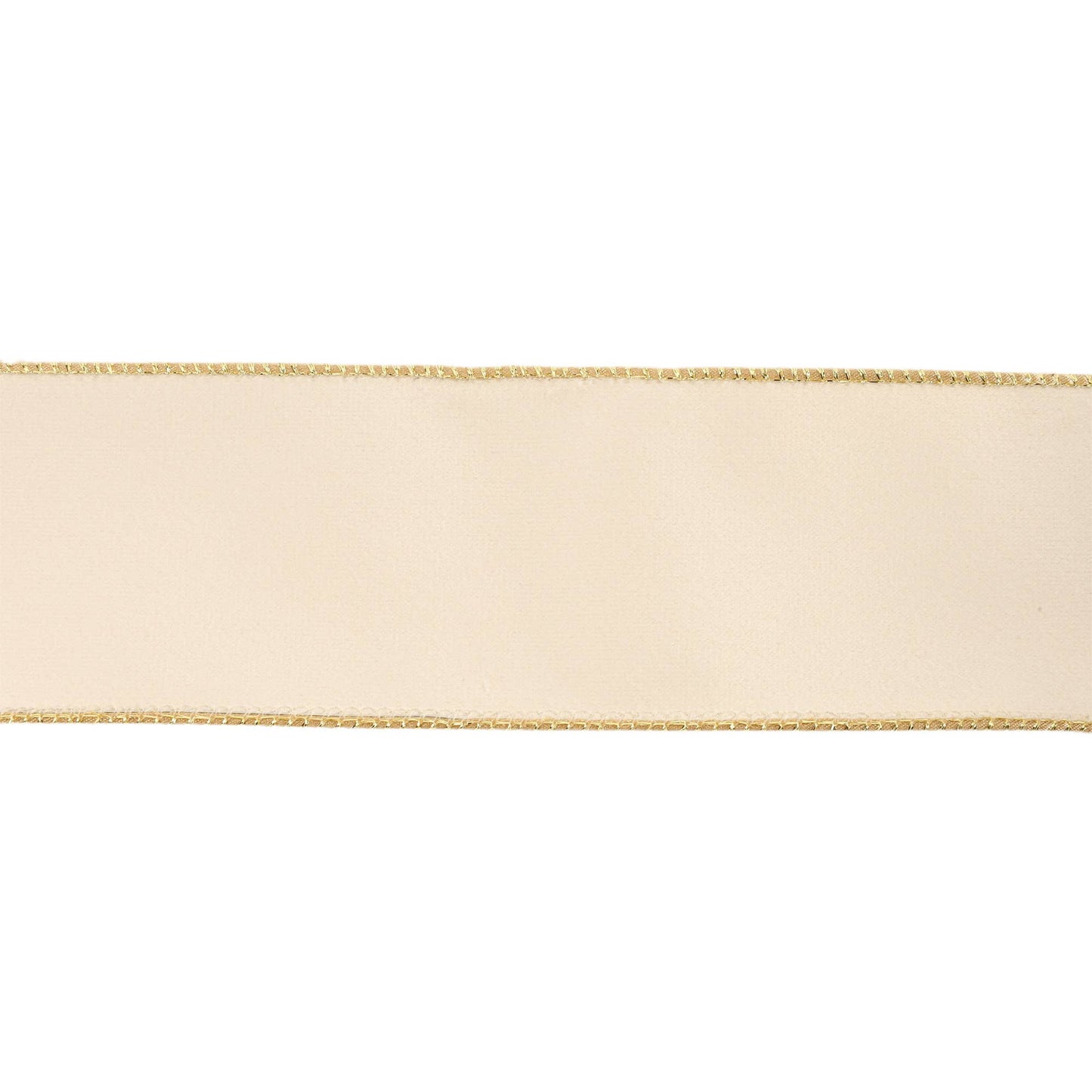 2 1/2" Reversible Classic Velvet Wired Ribbon | Ivory/Gold | 10 Yard Roll