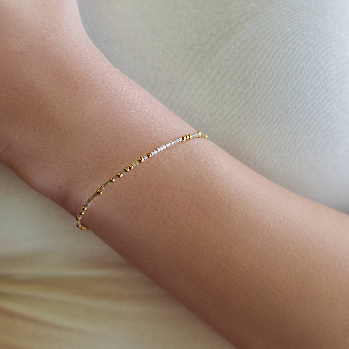 Confetti Beaded Bangle-Smoky Quartz, Stacking Bracelets
