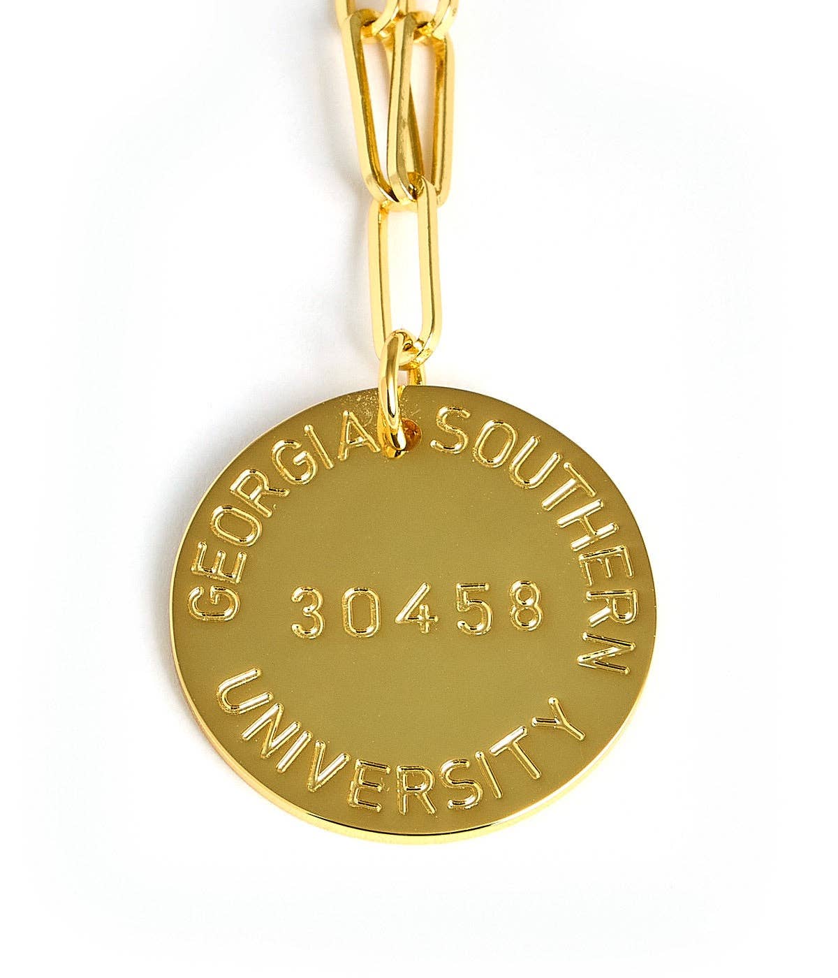 College Tag Charm Necklace - 18k Gold Plated Paper Clip Chain