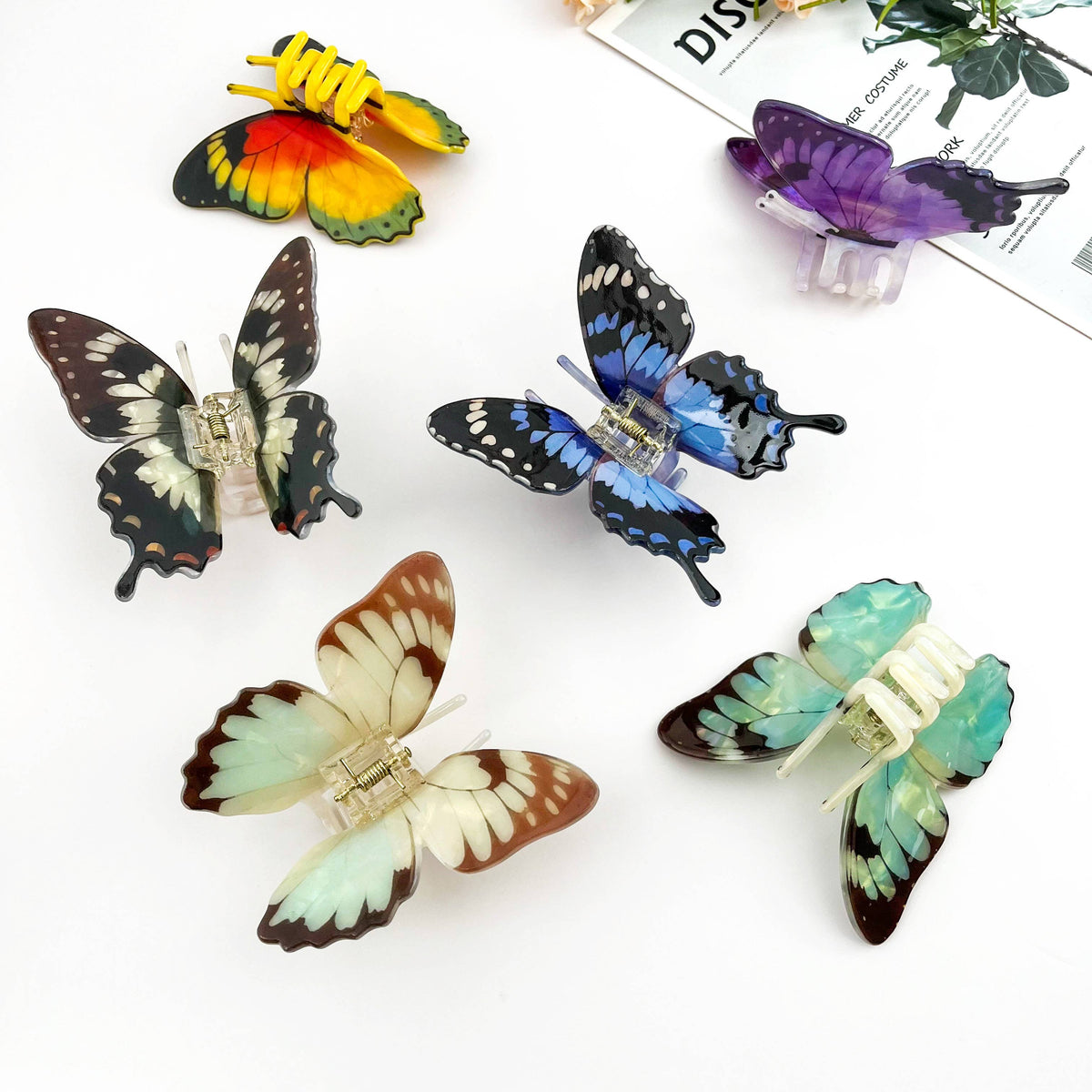 Vibrant Printed Butterfly Hair Claw Clip