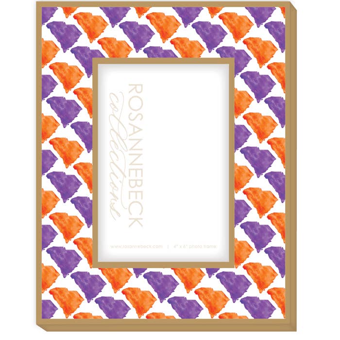 Orange &Purple State Of South Carolina Pattern Frame 4x6Gold