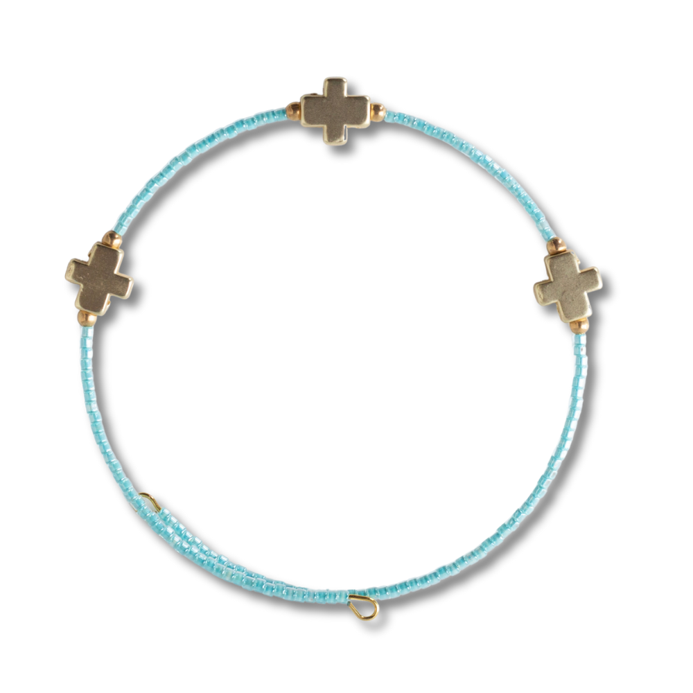 Faithful Cross Bangle-Turquoise | Christian