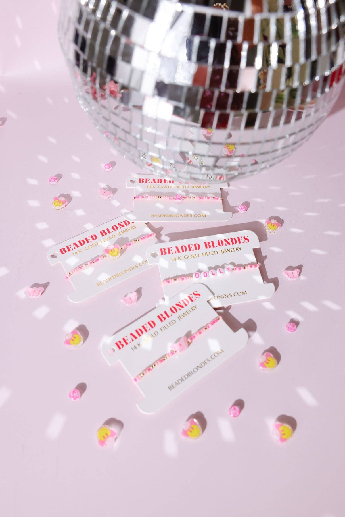 Dolly Word Bracelet on Pink Sprinkle