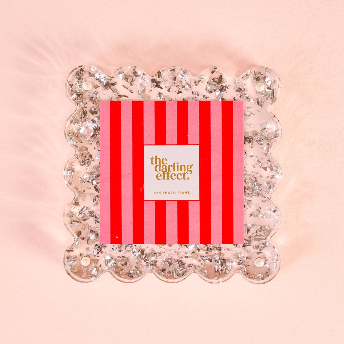 Square Scalloped Acrylic Frame-Silver Glitter