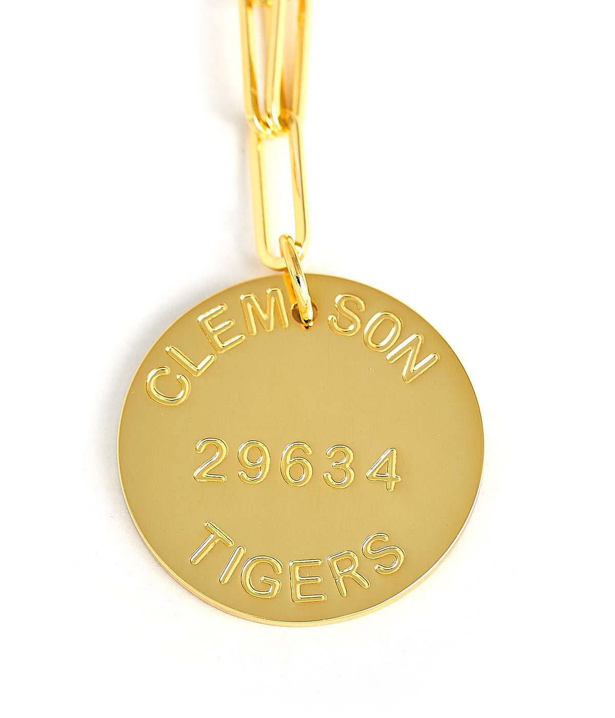 College Tag Charm Necklace - 18k Gold Plated Paper Clip Chain