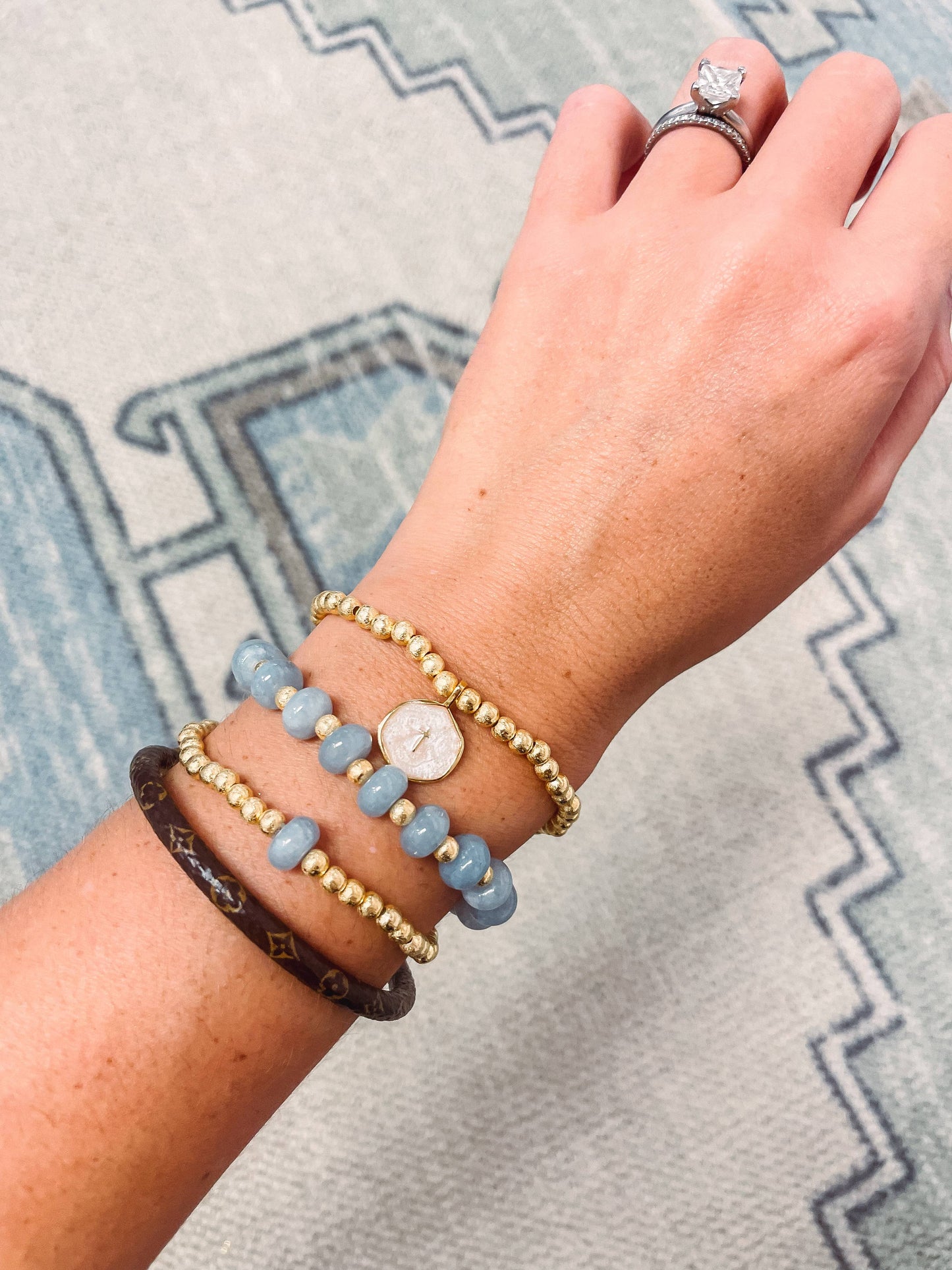 Pearl Cross Charm Bracelet