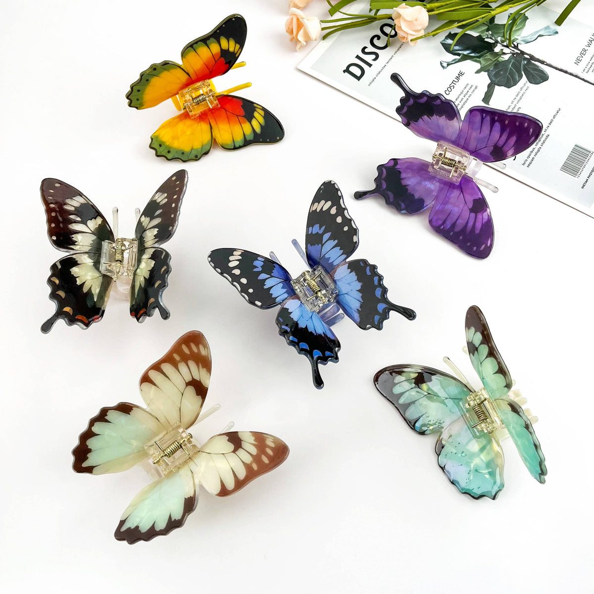 Vibrant Printed Butterfly Hair Claw Clip