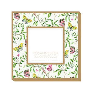 Green, Pink and Yellow Butterfly and Vines Frame Gold