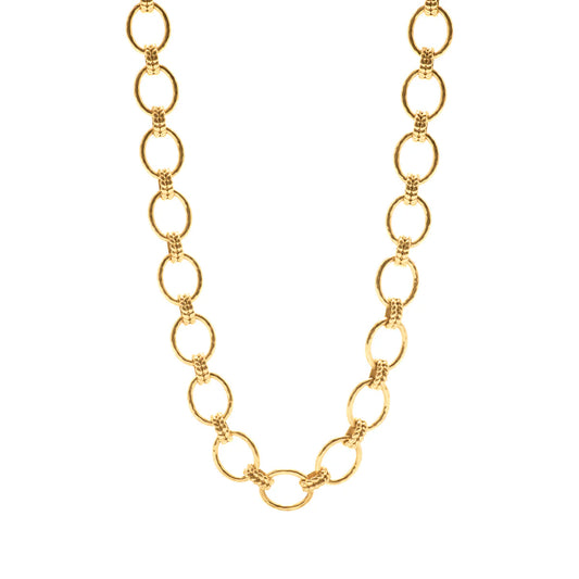 Cleopatra Grande Link Necklace - Hammered Gold