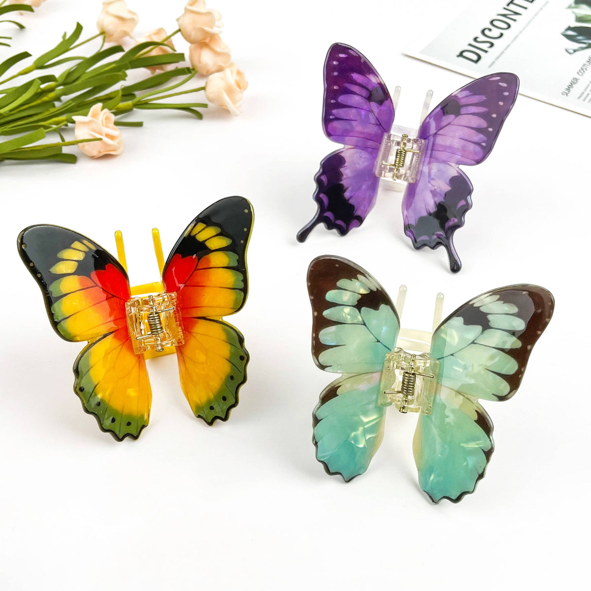 Vibrant Printed Butterfly Hair Claw Clip