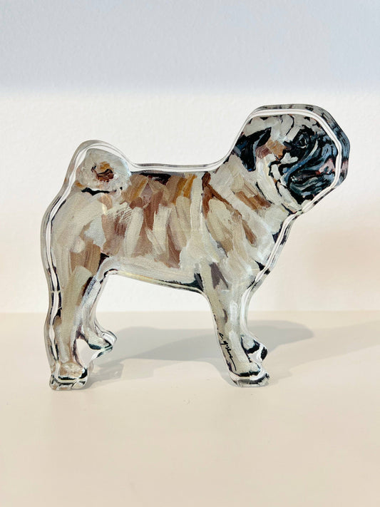 "Pug Fawn" acrylic shelfie