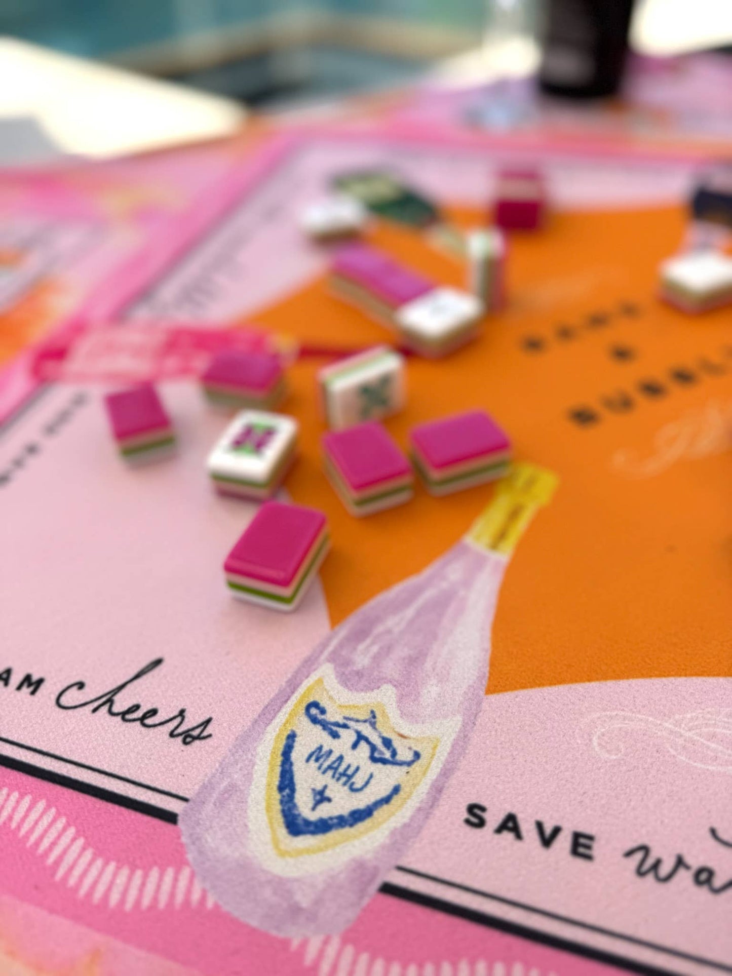 Bams & Bubbly Mahjong Mat | Champagne & Mahj
