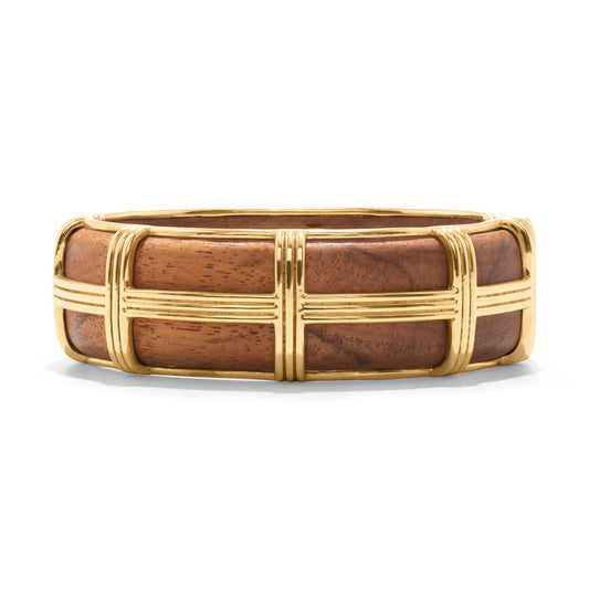 Gaia Hinged Bangle, M/L - Teak
