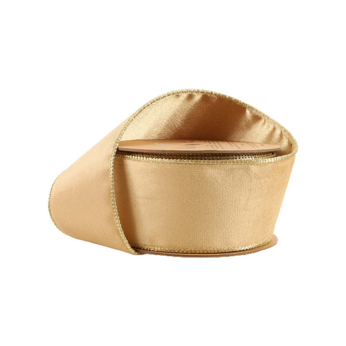 2 1/2" Reversible Classic Velvet Wired Ribbon | Tan/Gold | 10 Yard Roll