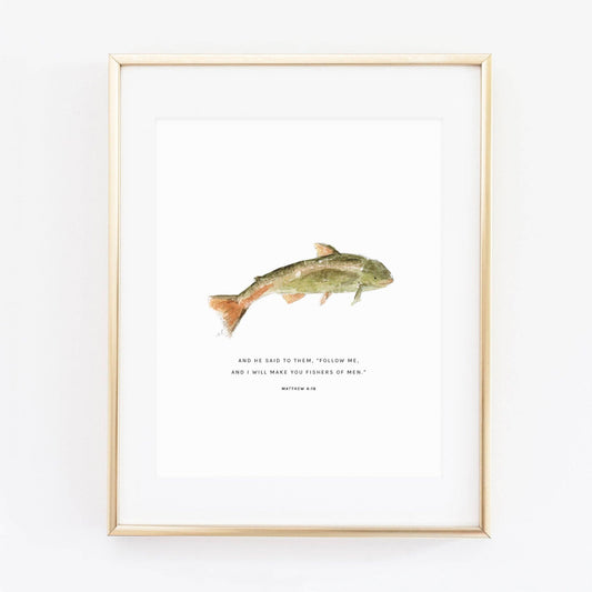 Matthew 4:19 Fish Scripture Print
