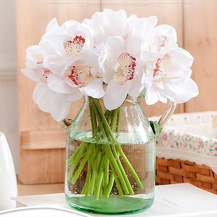 Pack of 6 Stems-Real Touch Faux Cymbidium Orchid Bundle