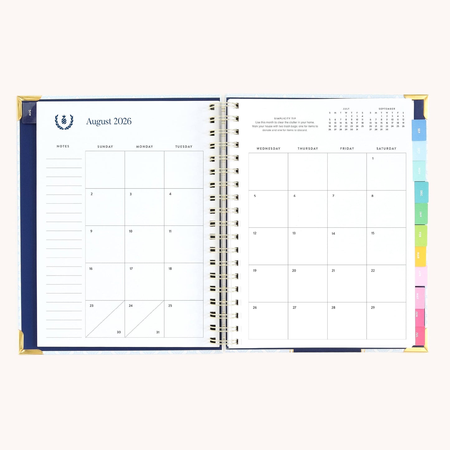 2026-2027 Spiral Weekly Simplified Planner - Carolina Trellis