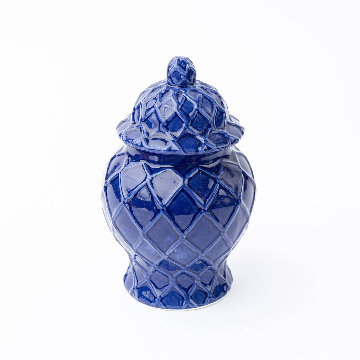 SM Navy Textured Ginger Jar with Lid