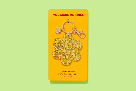 Flower Keychain Gold Confetti