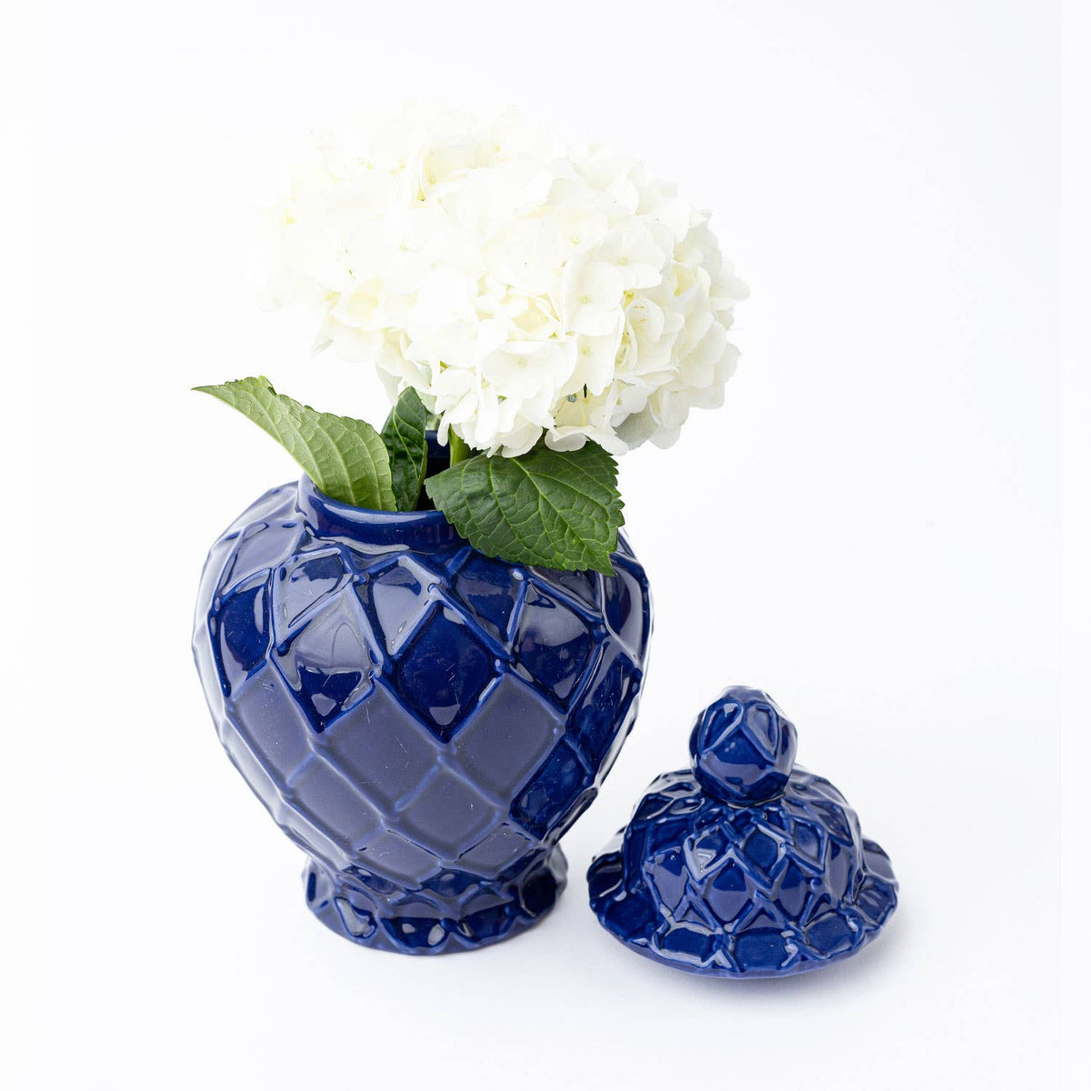 SM Navy Textured Ginger Jar with Lid