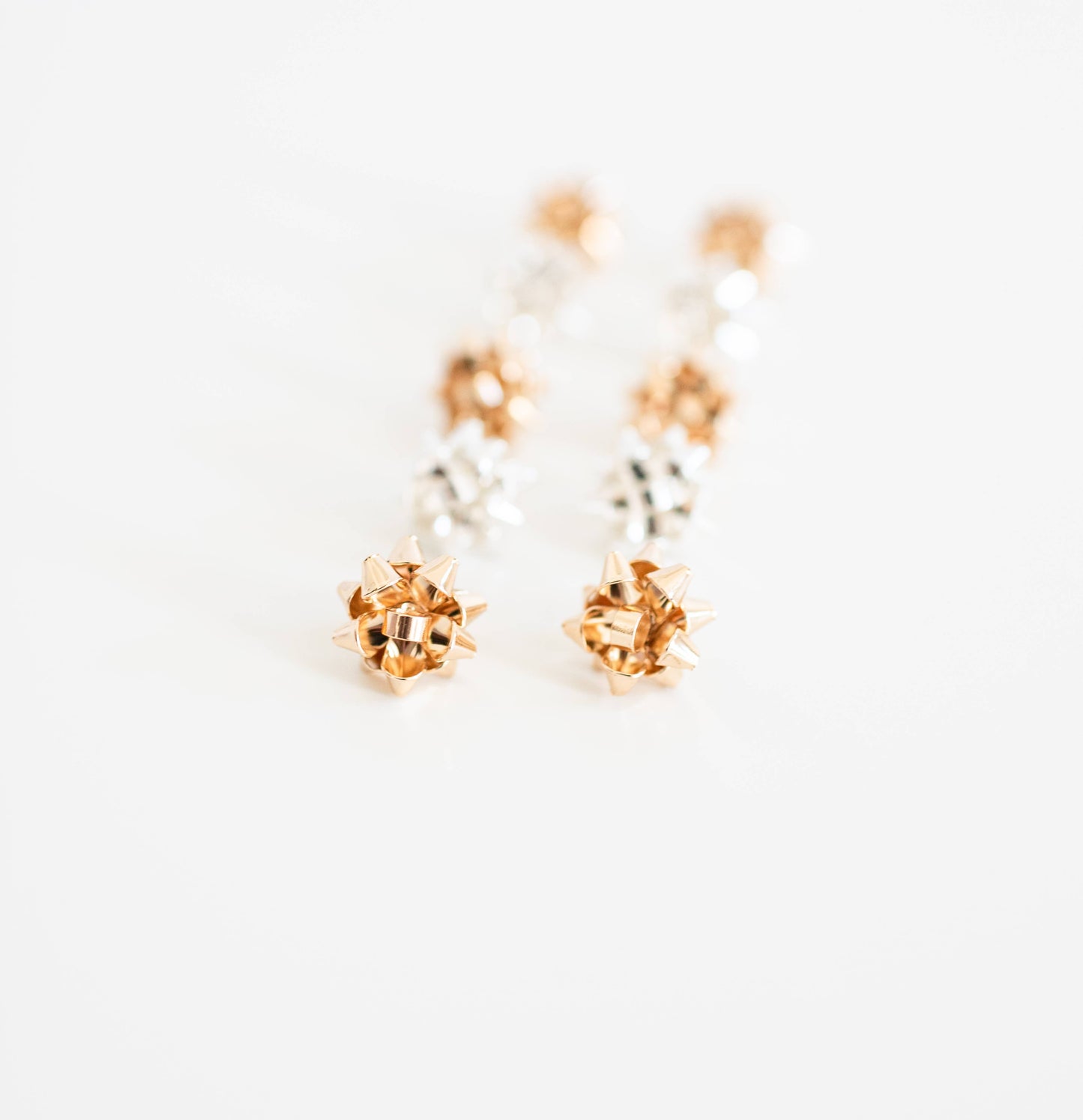 Gold Christmas Present Bow Holiday Earrings