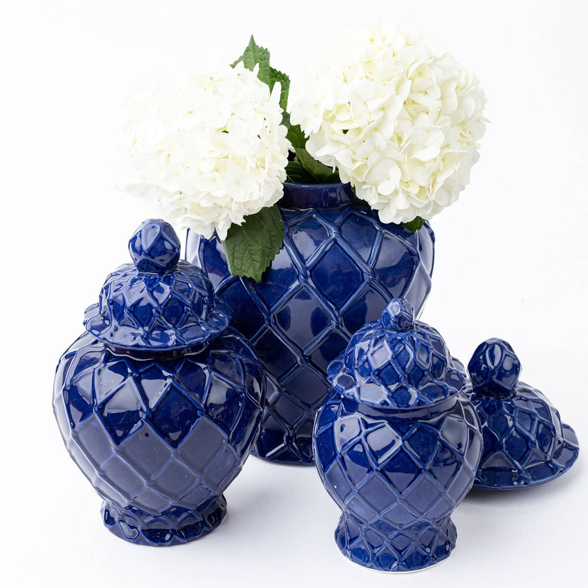 LG Navy Textured Ginger Jar with Lid