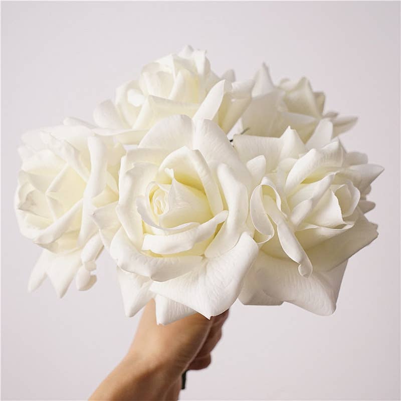 10''T Real Touch Rose Bouquet, Blooming Spring Rose, 5 Stems