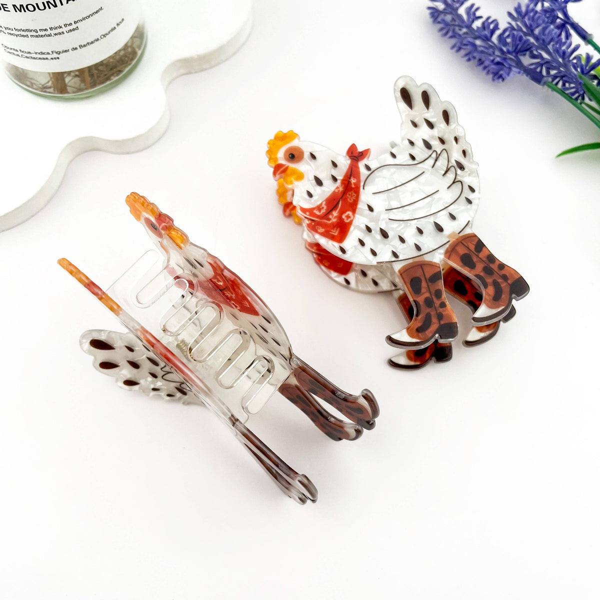 Cowboy Chicken Hair Claw Clip – Playful Western Charm